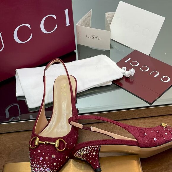 Gucci Red Peep-Toe Women's Shoes - Picture 8 of 8